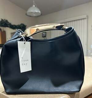 A New Day Black Faux Leather Top Handle Handbag